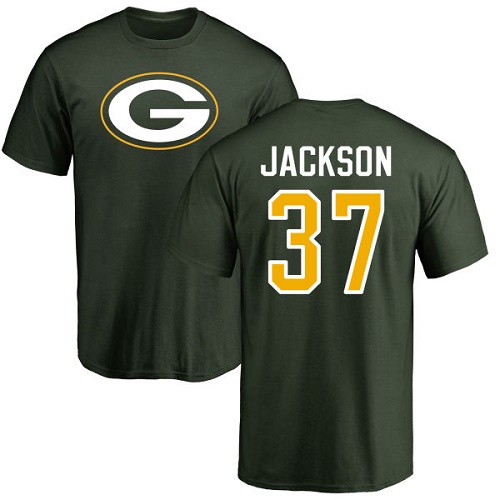 Men Green Bay Packers Green #37 Jackson Josh Name And Number Logo Nike NFL T Shirt->green bay packers->NFL Jersey